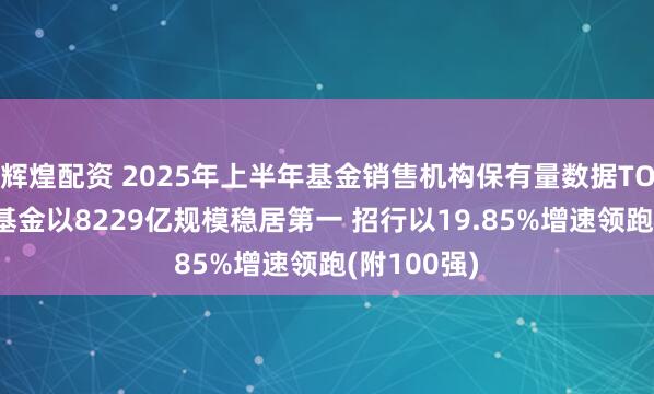辉煌配资 2025年上半年基金销售机构保有量数据TOP5：蚂蚁基金以8229亿规模稳居第一 招行以19.85%增速领跑(附100强)