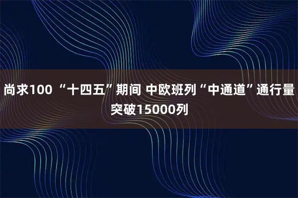 尚求100 “十四五”期间 中欧班列“中通道”通行量突破15000列